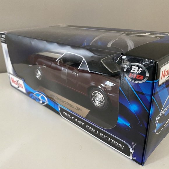 Maisto 1968 Chevrolet Camaro Z/28 Die-Cast 1:18 Scale-Burgundy/White Stripes-NIB - Picture 2 of 8